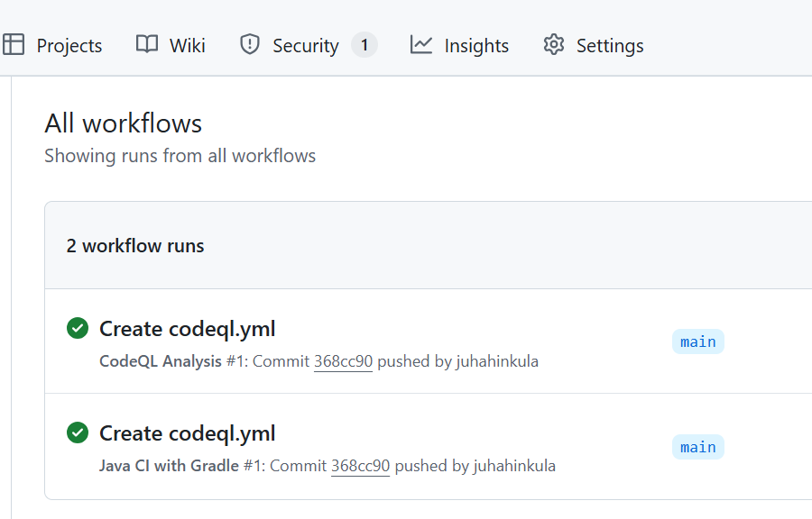 CodeQL analysis result