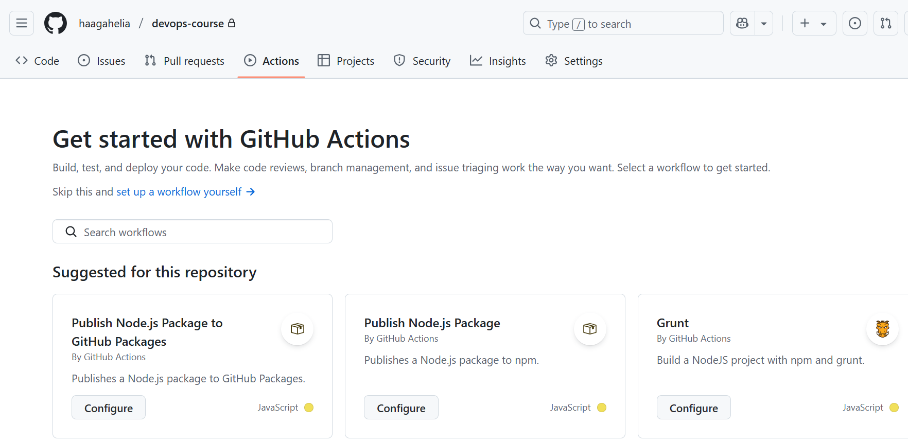 Github workflow creation