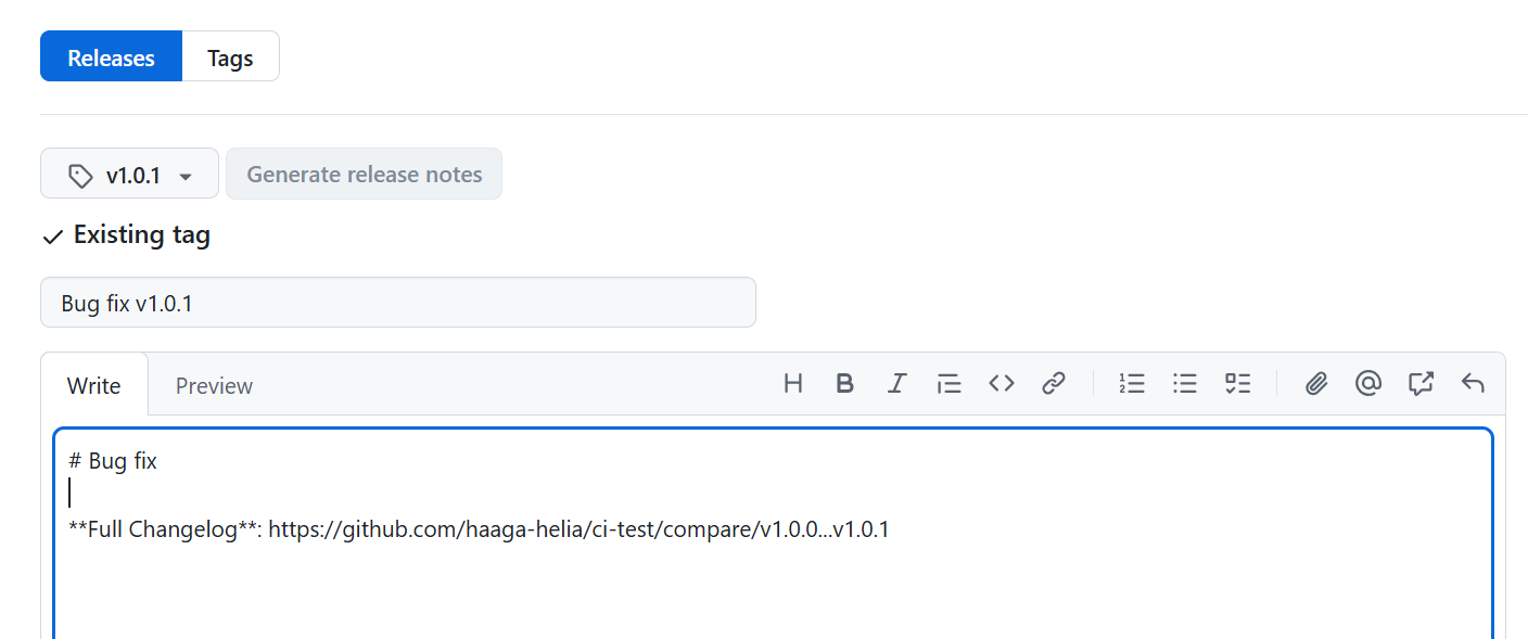 Github tags