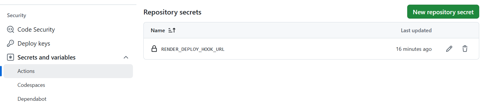 Github secrets